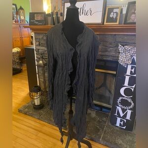 Eileen Fisher Crinkle Cashmere/Silk Blend Ruffle Cardigan 3X